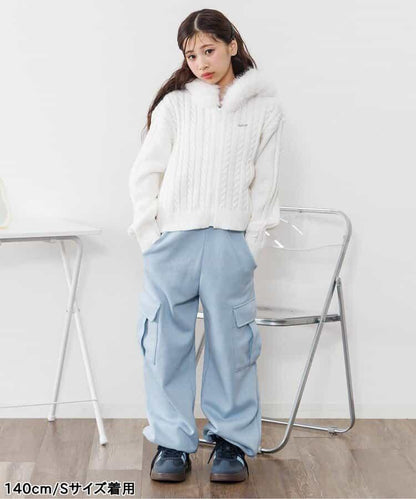 加絨正面標識工裝褲