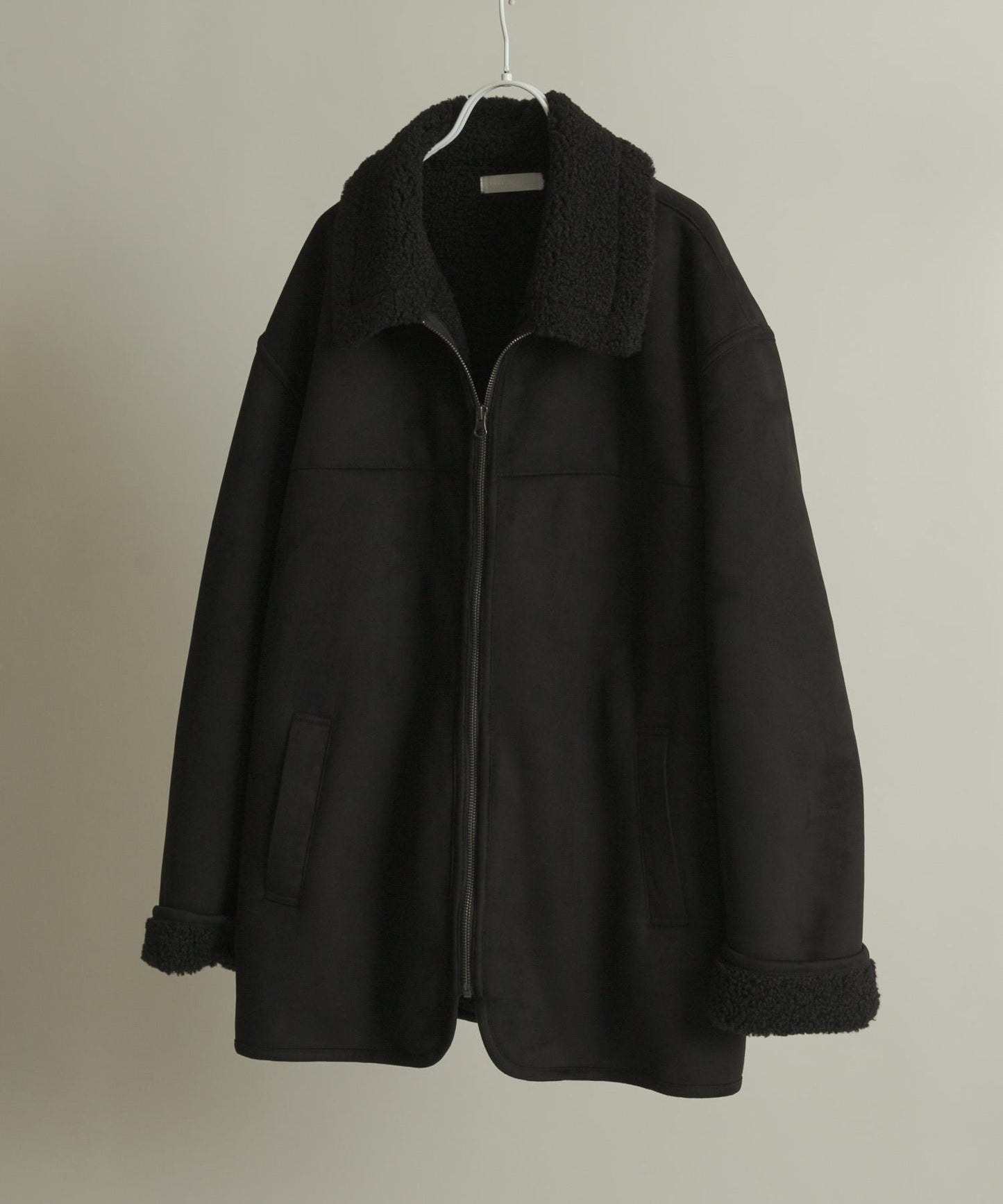 拼色仿羊羔絨飛行夾克