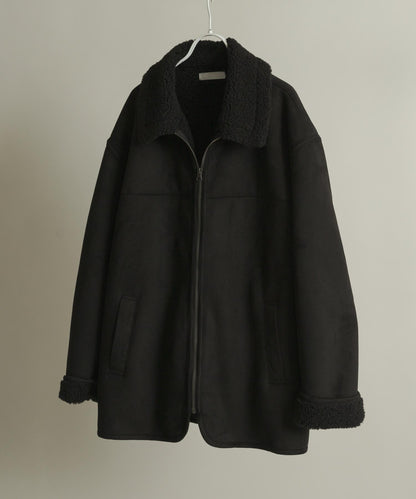 拼色仿羊羔絨飛行夾克