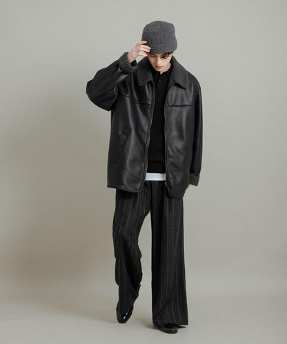 拼色仿羊羔絨飛行夾克