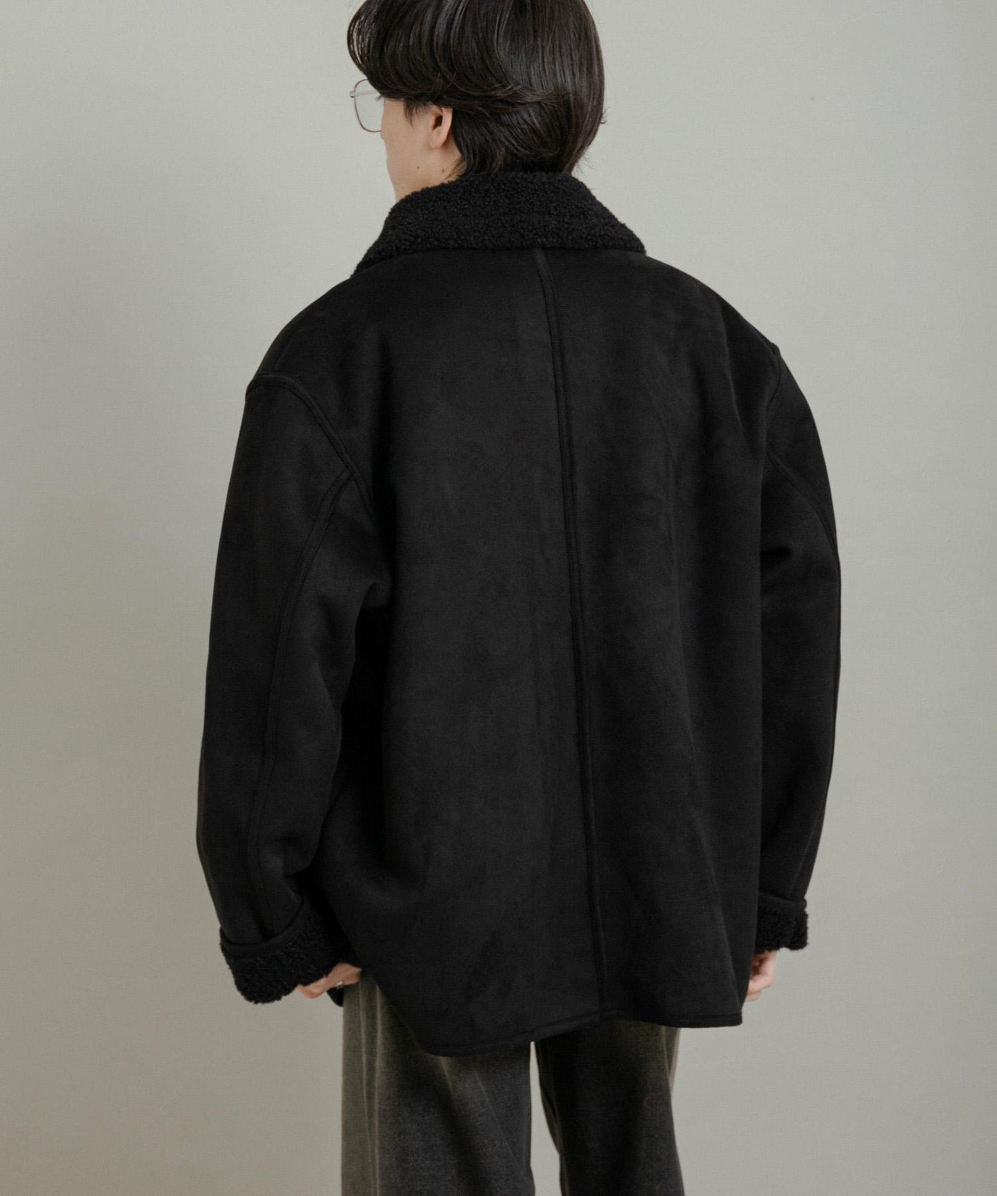 拼色仿羊羔絨飛行夾克