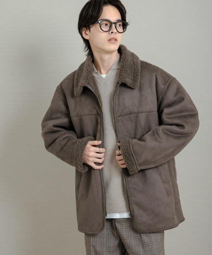 拼色仿羊羔絨飛行夾克