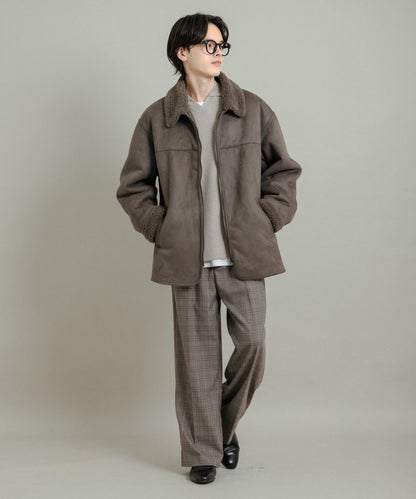 拼色仿羊羔絨飛行夾克