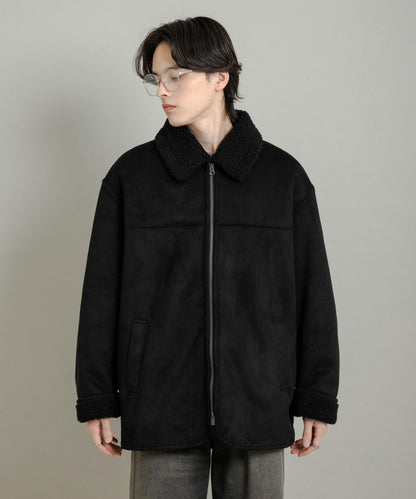 拼色仿羊羔絨飛行夾克