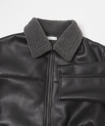 拼色仿羊羔絨飛行夾克