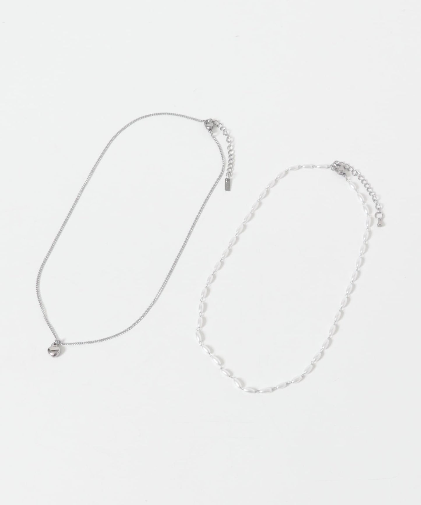 不鏽鋼愛心吊墜珍珠雙層套裝項鍊