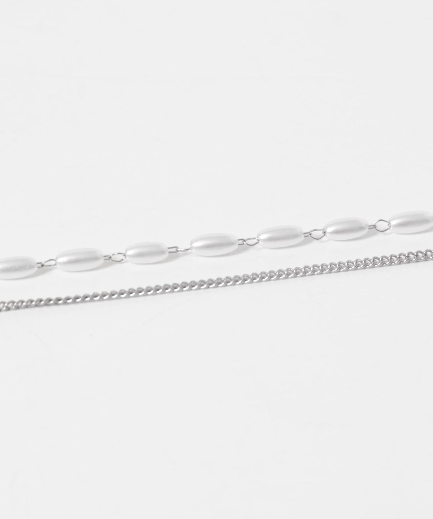 不鏽鋼愛心吊墜珍珠雙層套裝項鍊