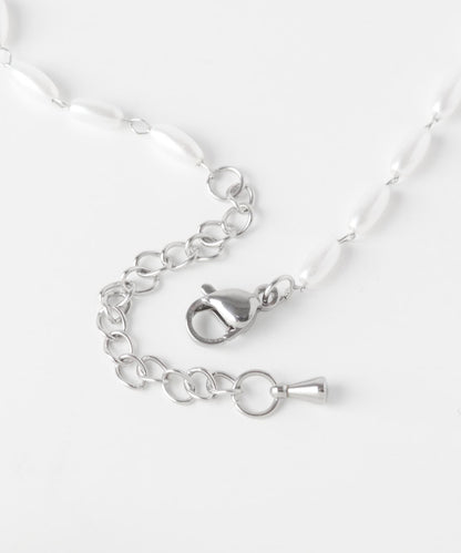 不鏽鋼愛心吊墜珍珠雙層套裝項鍊