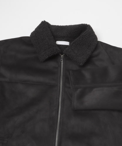 拼色仿羊羔絨飛行夾克