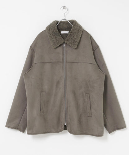 拼色仿羊羔絨飛行夾克