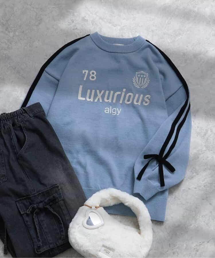 運動風混紡順滑寬鬆針織衫