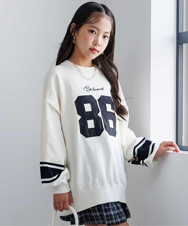 順滑數字圖案寬鬆針織衫