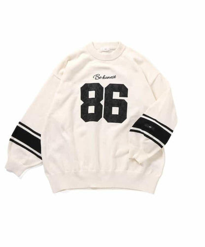 順滑數字圖案寬鬆針織衫