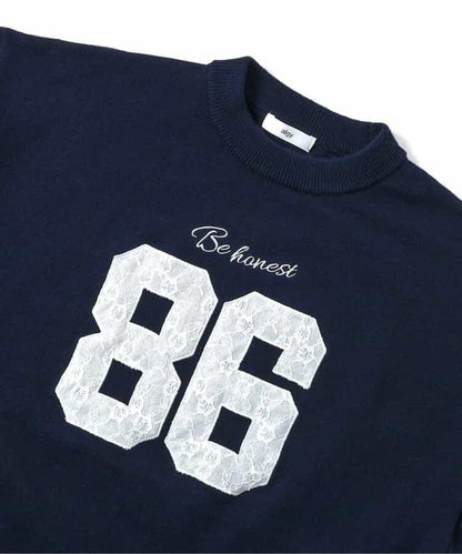 順滑數字圖案寬鬆針織衫