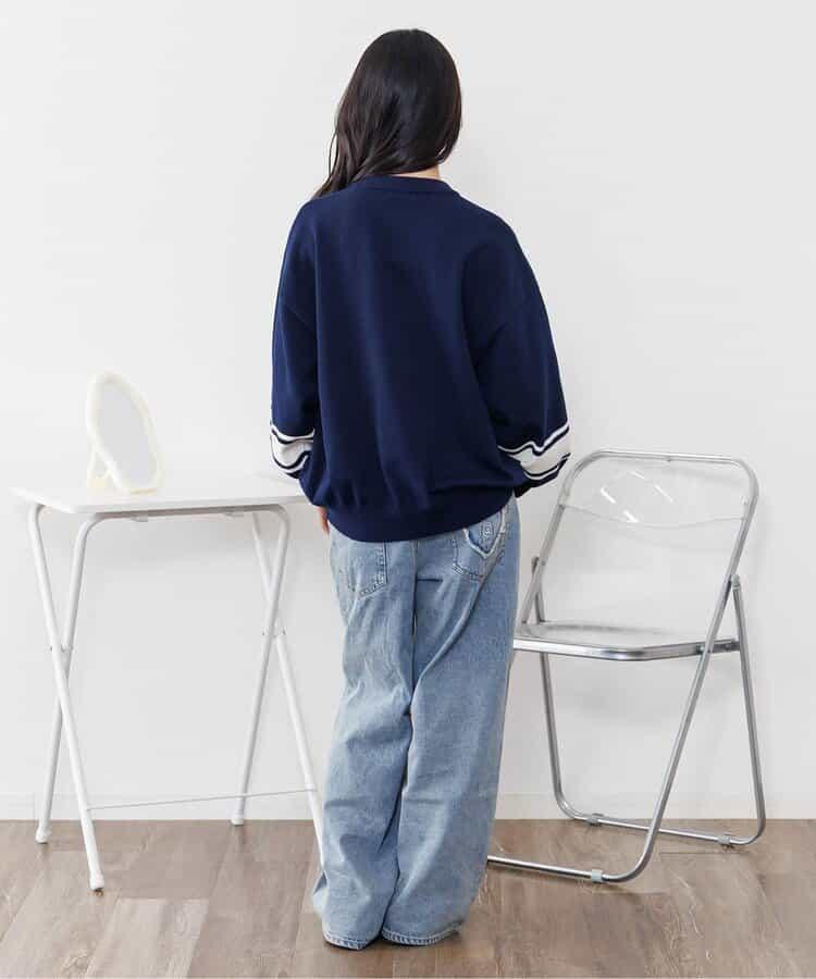 順滑數字圖案寬鬆針織衫