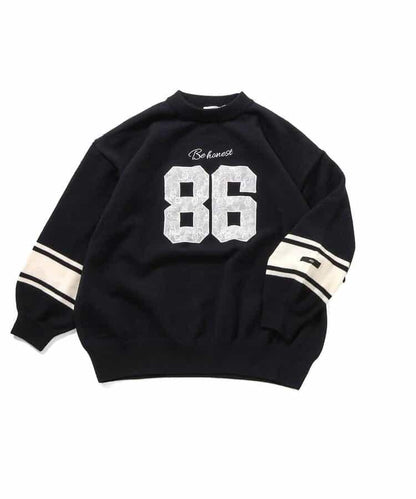 順滑數字圖案寬鬆針織衫