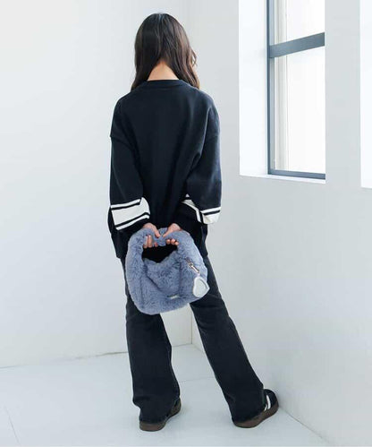 順滑數字圖案寬鬆針織衫