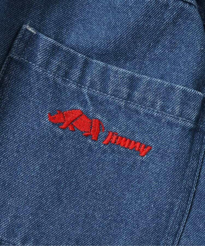 Jimny聯名徽章裝飾牛仔褲 10分褲