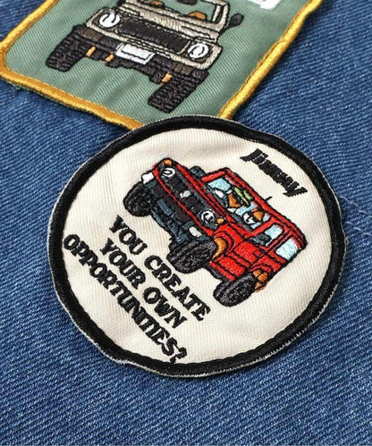 Jimny聯名徽章裝飾牛仔褲 10分褲