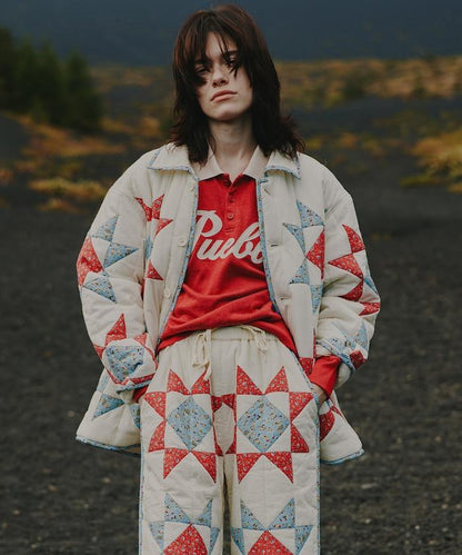 印度星星圖案夾棉絎縫外套