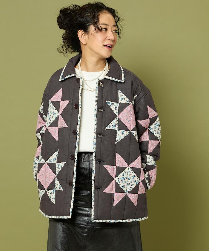 印度星星圖案夾棉絎縫外套