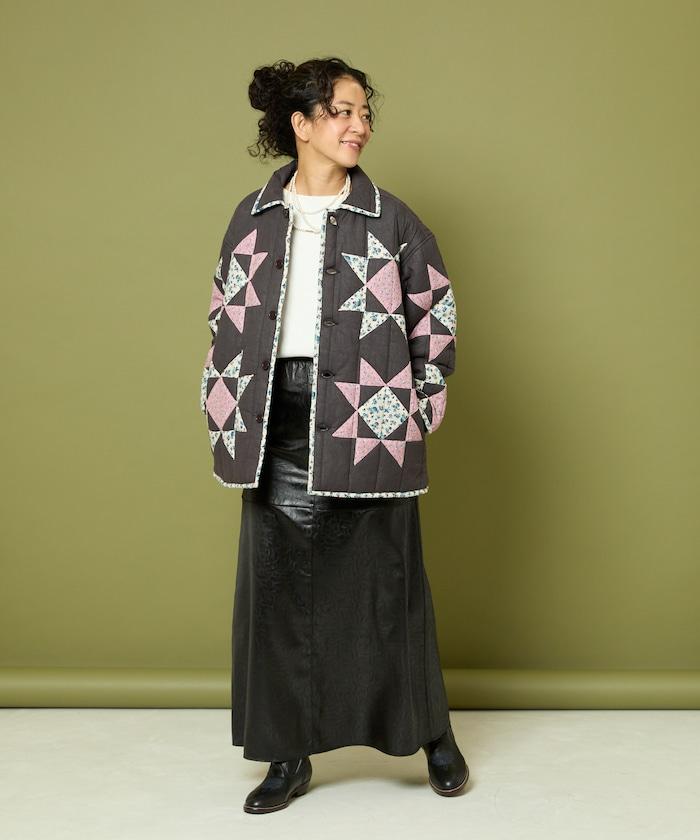 印度星星圖案夾棉絎縫外套