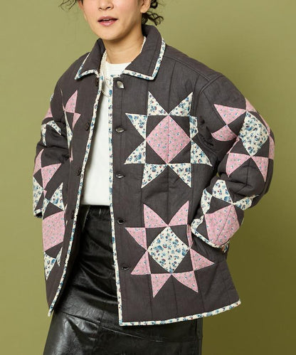 印度星星圖案夾棉絎縫外套