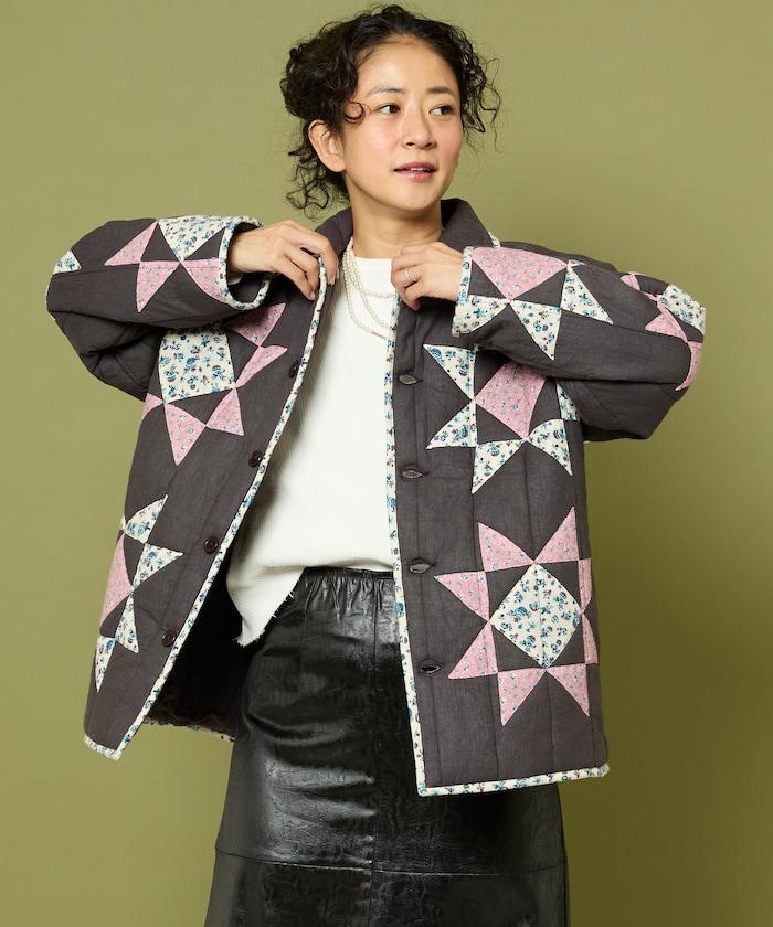 印度星星圖案夾棉絎縫外套