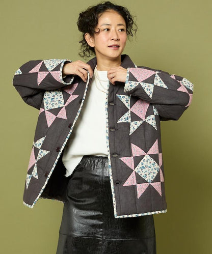 印度星星圖案夾棉絎縫外套