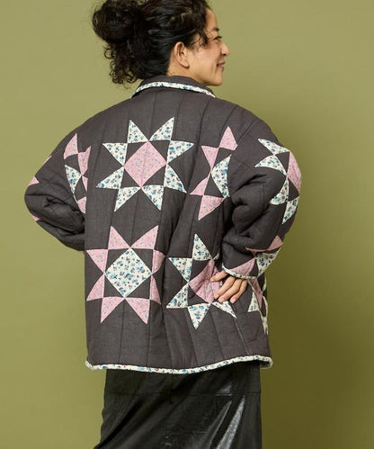 印度星星圖案夾棉絎縫外套