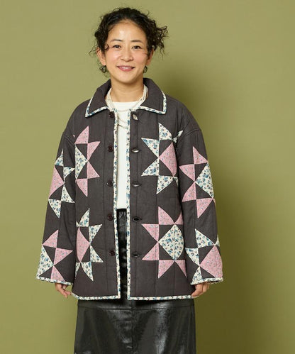印度星星圖案夾棉絎縫外套