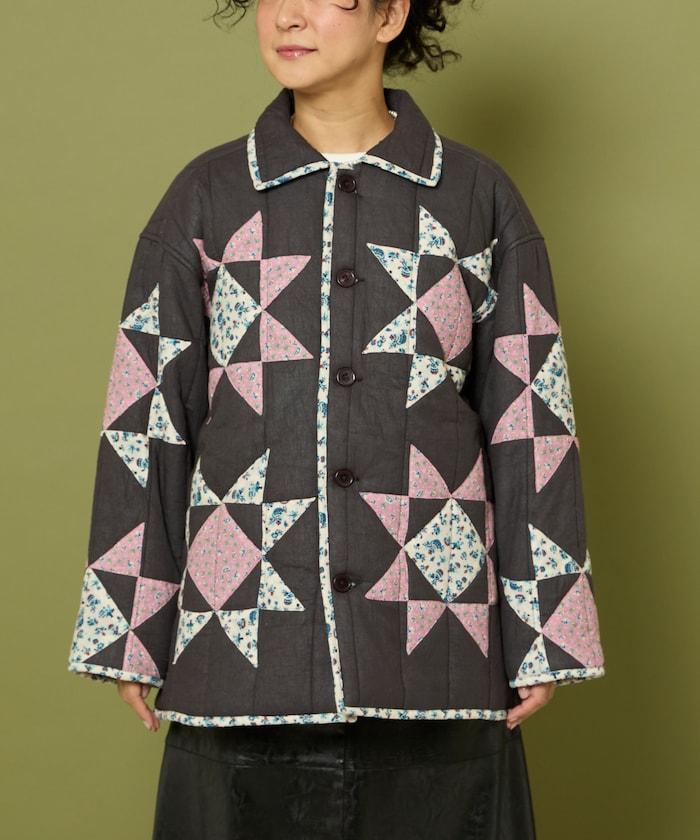 印度星星圖案夾棉絎縫外套