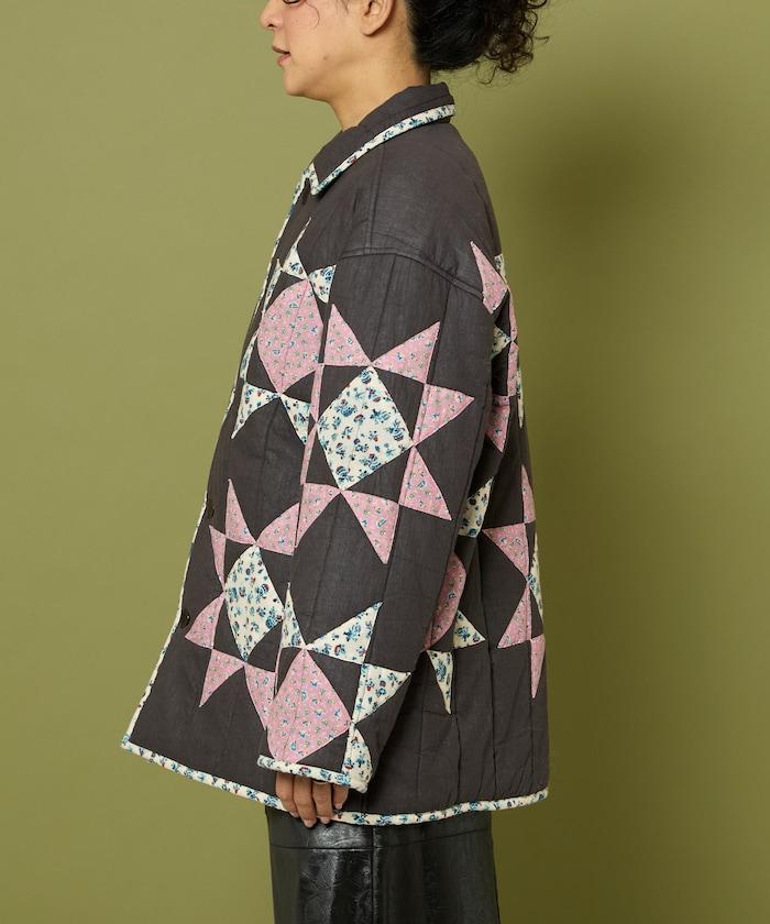 印度星星圖案夾棉絎縫外套