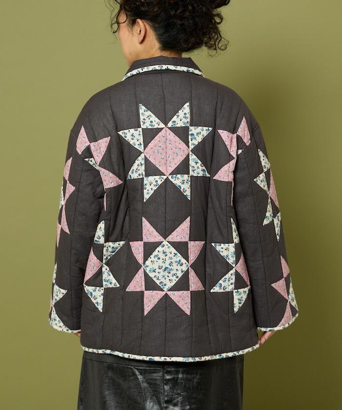 印度星星圖案夾棉絎縫外套