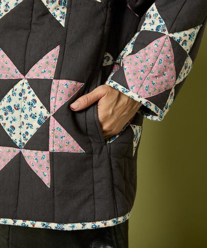 印度星星圖案夾棉絎縫外套