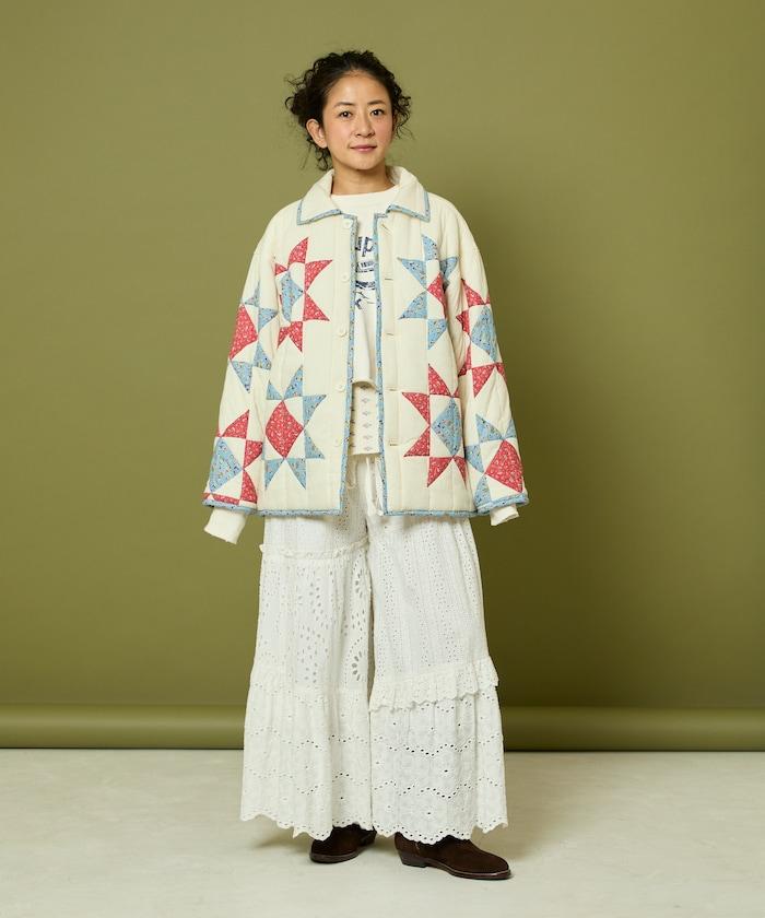 印度星星圖案夾棉絎縫外套