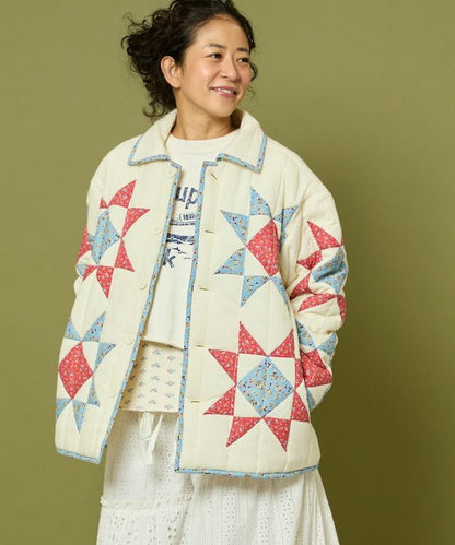 印度星星圖案夾棉絎縫外套
