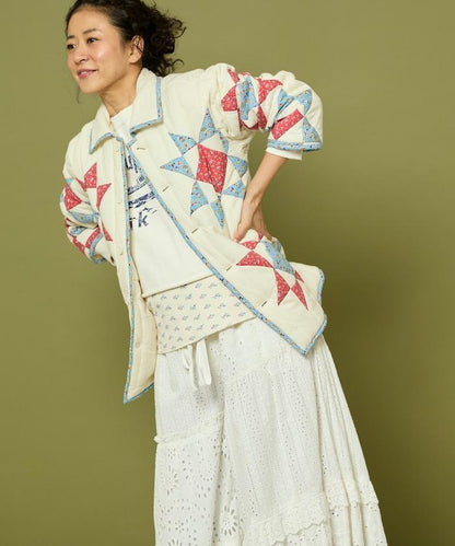 印度星星圖案夾棉絎縫外套