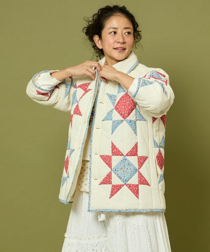 印度星星圖案夾棉絎縫外套