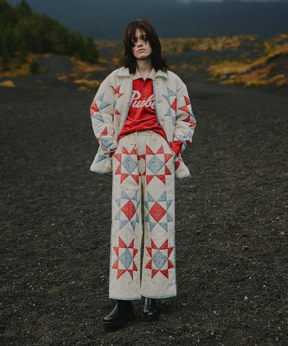 印度星星圖案絎縫長褲