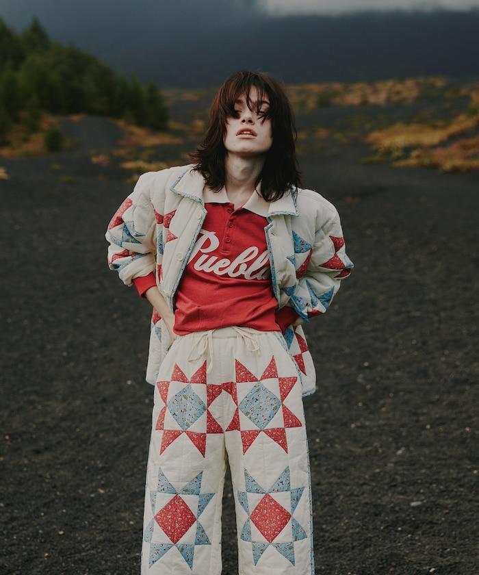 印度星星圖案絎縫長褲