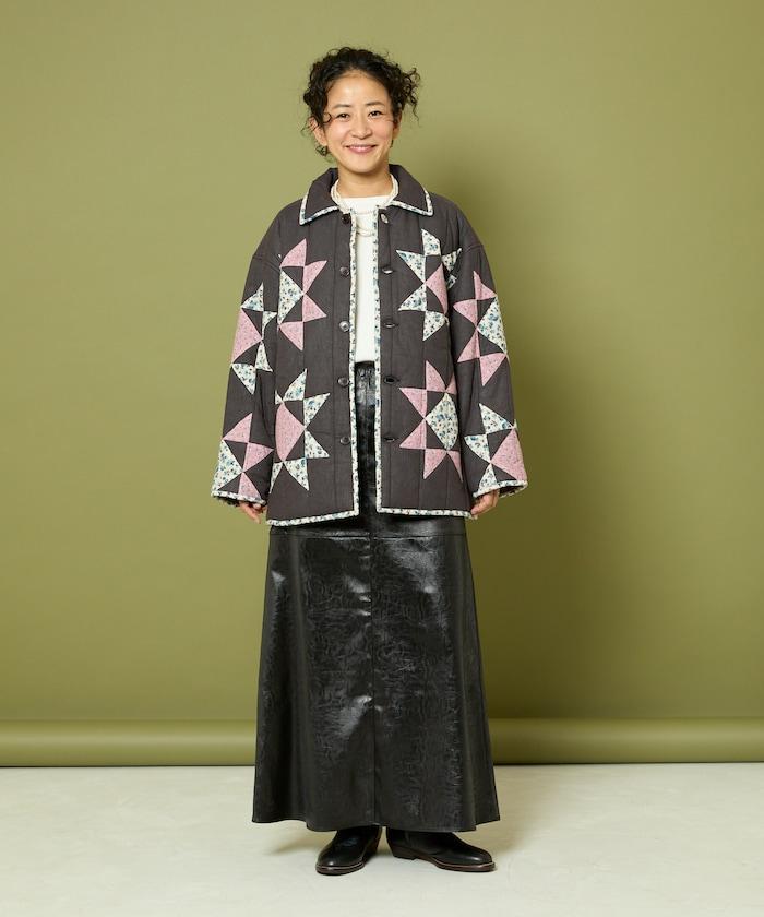 印度星星圖案夾棉絎縫外套