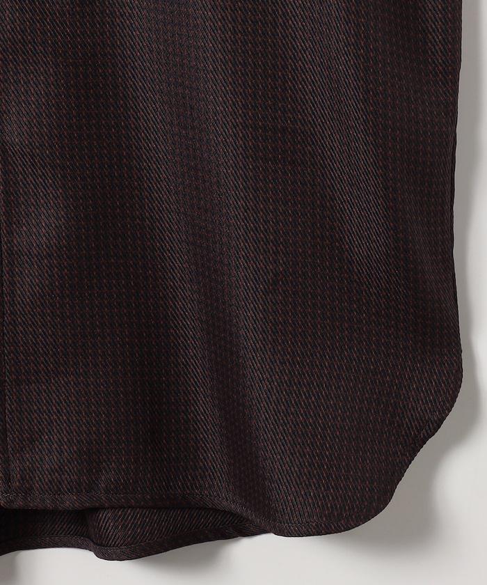 混色格紋拉鍊襯衫