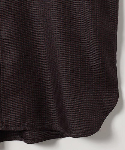 混色格紋拉鍊襯衫