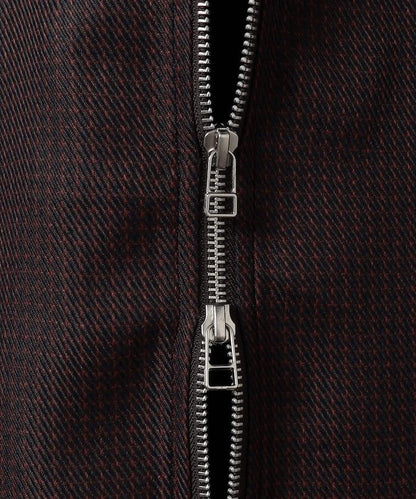 混色格紋拉鍊襯衫