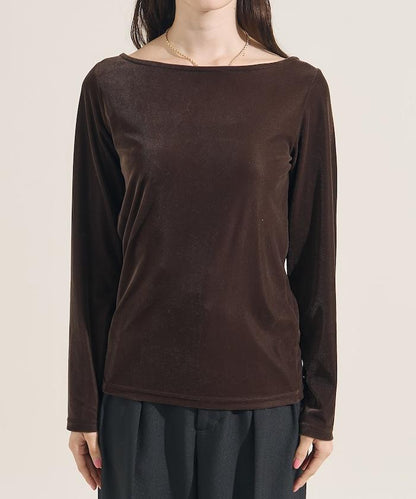 天鵝絨運動衫船領上衣