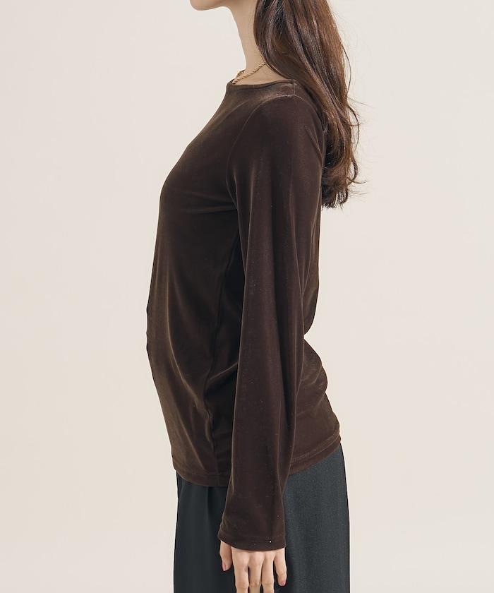 天鵝絨運動衫船領上衣