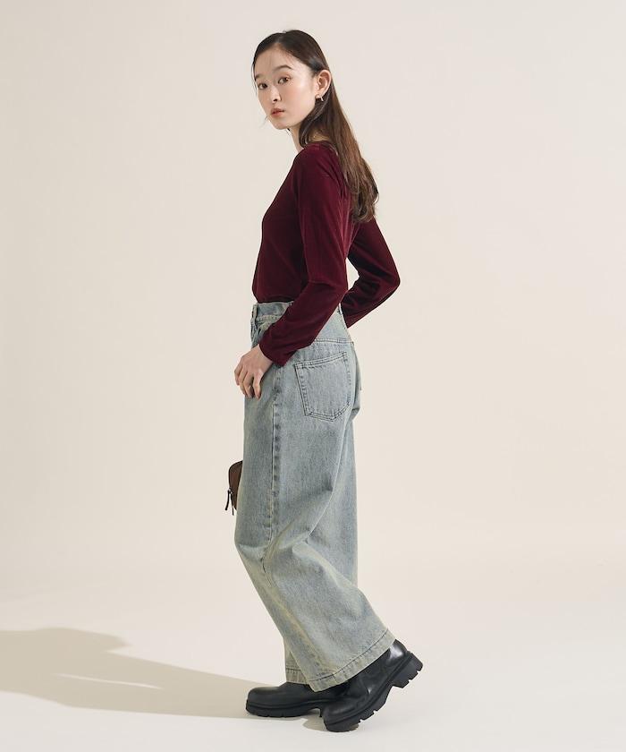 天鵝絨運動衫船領上衣