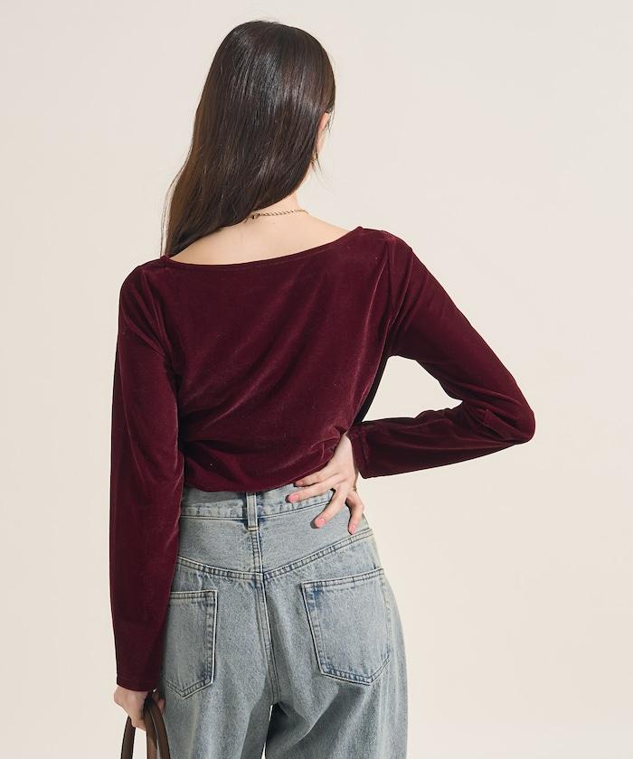 天鵝絨運動衫船領上衣