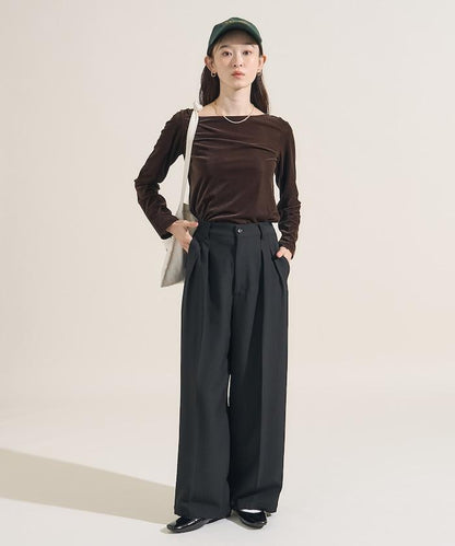 天鵝絨運動衫船領上衣